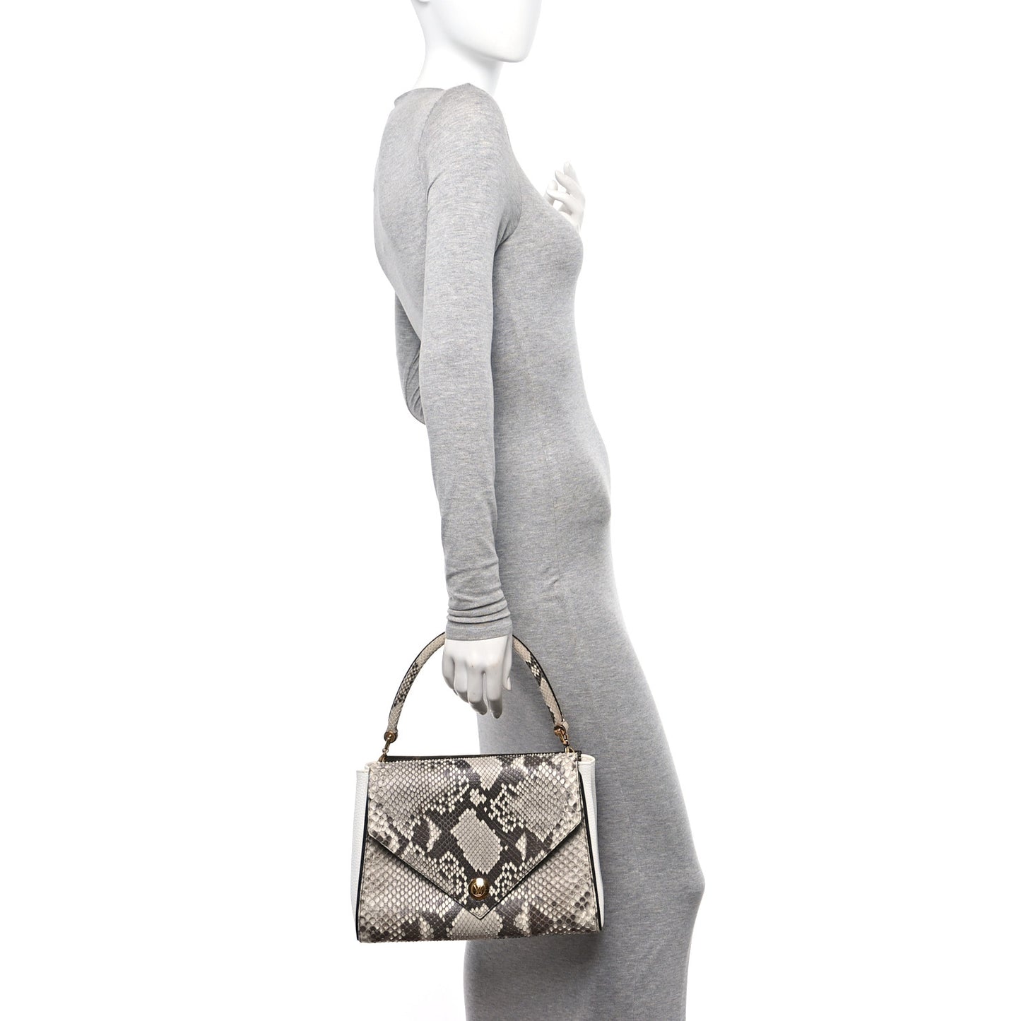 Snakeskin Monogram Double V Creme