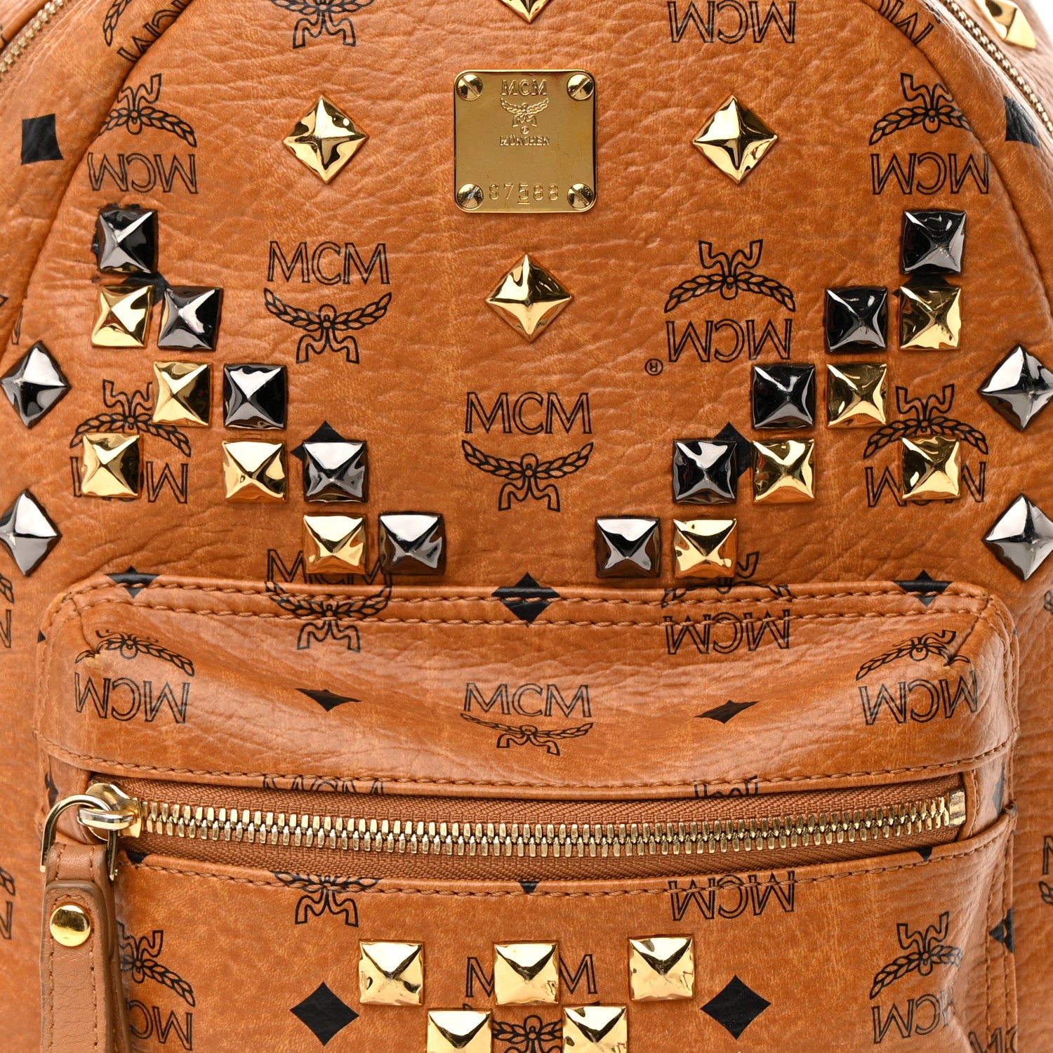 MCM Visetos Studded Small Stark M Backpack Cognac 9 of 15