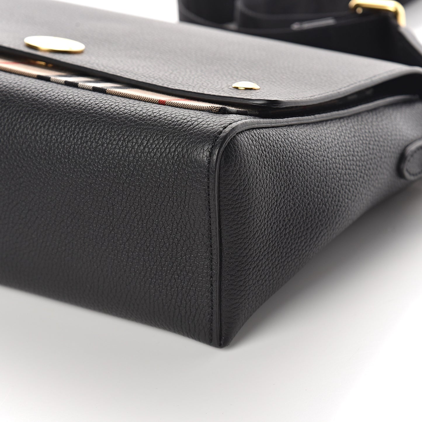 Grainy Calfskin Vintage Check Note Crossbody Bag Black