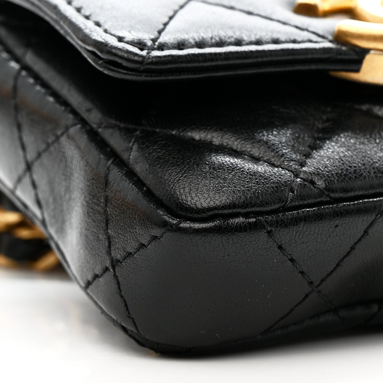 Chanel Lambskin Quilted Flap Chain Belt Bag Black 10 of 14