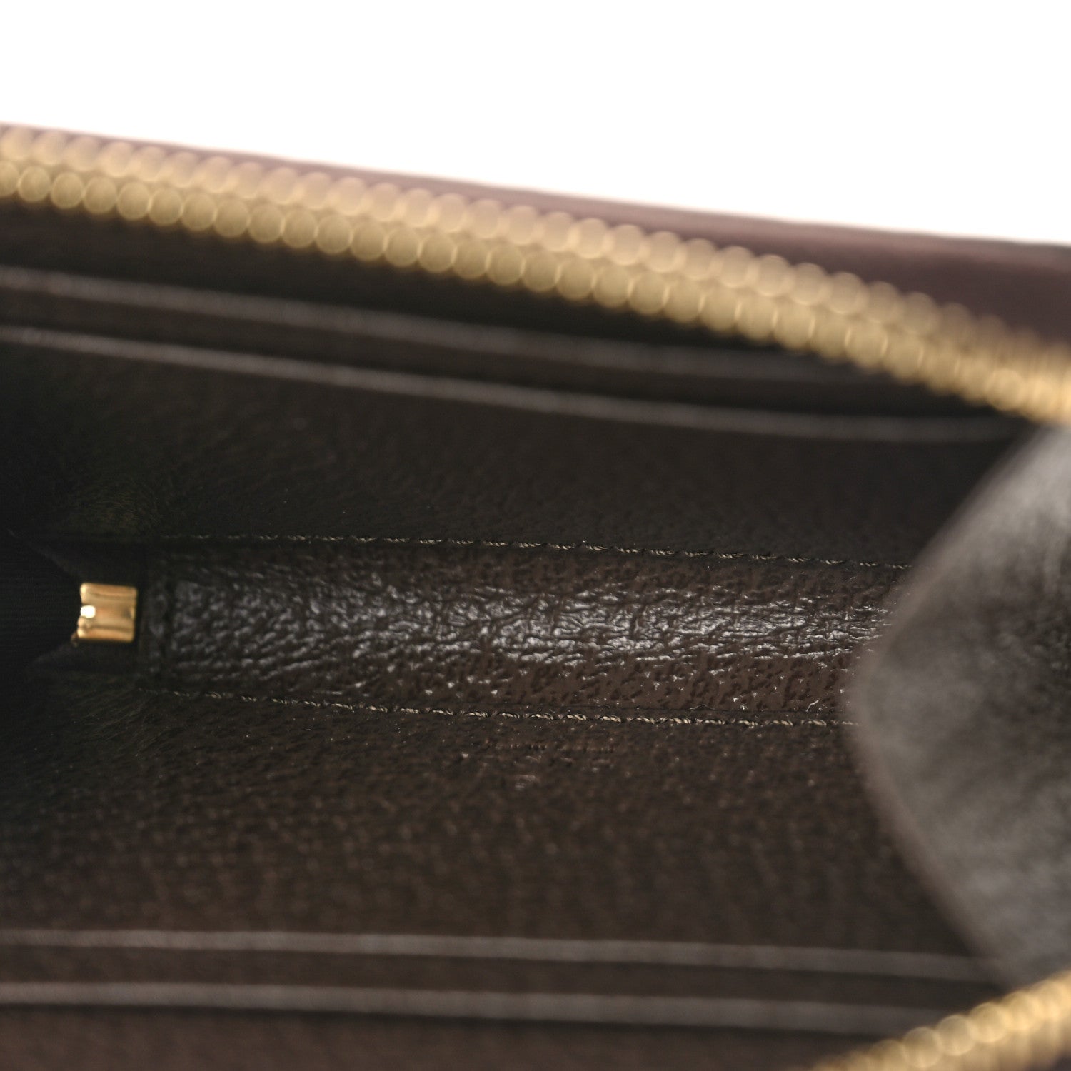 Gucci GG Supreme Monogram Textured Dollar Calfskin Web Ophidia Zip Around Card Case Wallet Beige Ebony New Acero 5 of 9