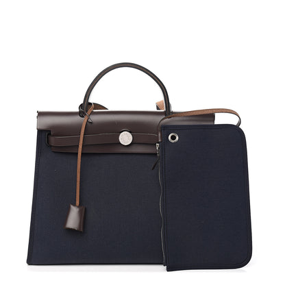 Hermes Vache Hunter Toile Herbag Zip 31 PM Bleu Marine Ebene 1 of 11