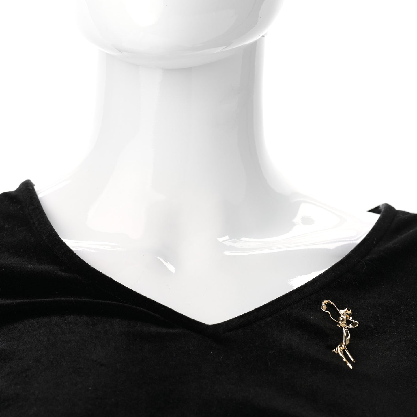 18K Yellow Gold Ribbon Brooch Pin