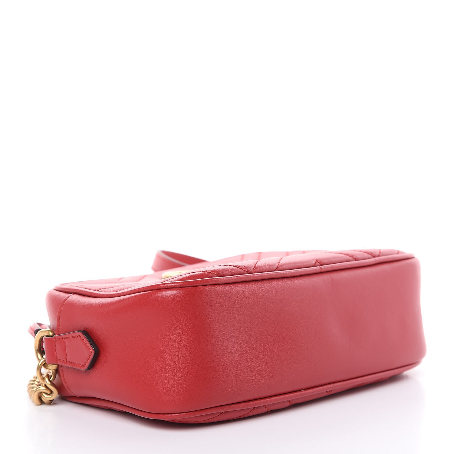 Gucci Calfskin Matelasse Small GG Marmont Chain Shoulder Bag Hibiscus Red 4 of 10