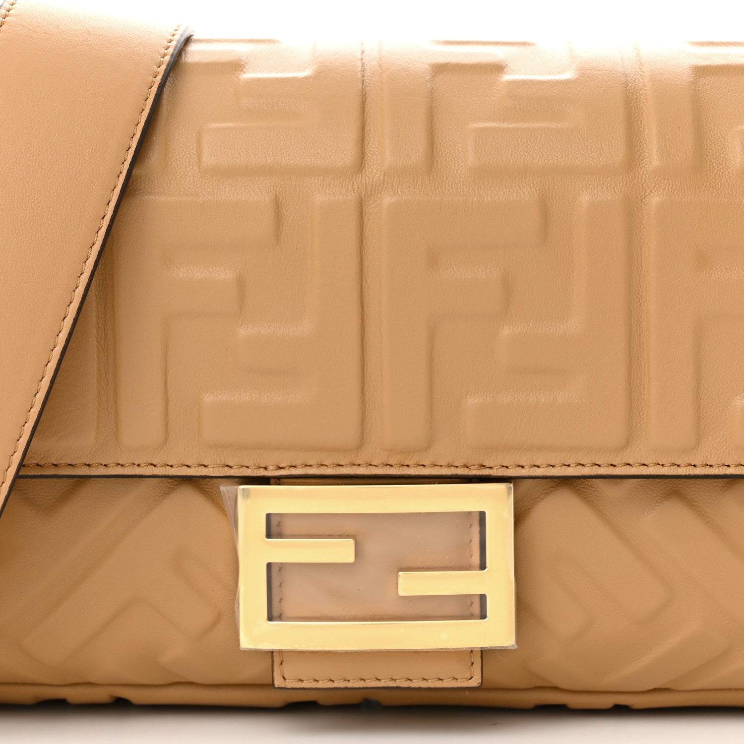 Fendi Nappa FF 1974 Embossed Baguette Miele Scuro 8 of 10