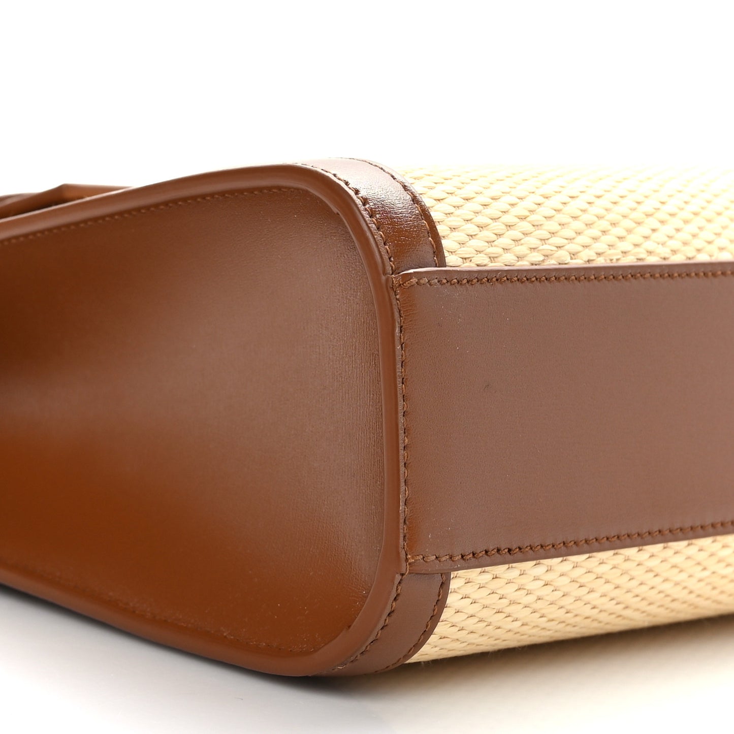 Raffia Calfskin Manhattan Shoulder Bag Natural Brick