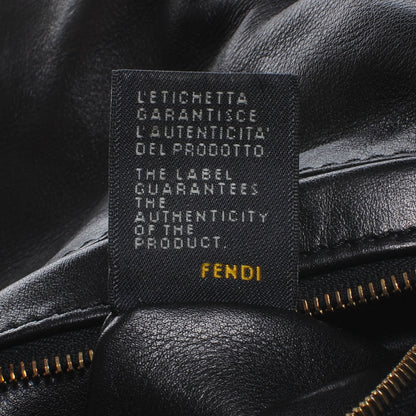 Fendi Calfskin Crocodile Embossed Maxi Baguette Black 7 of 9