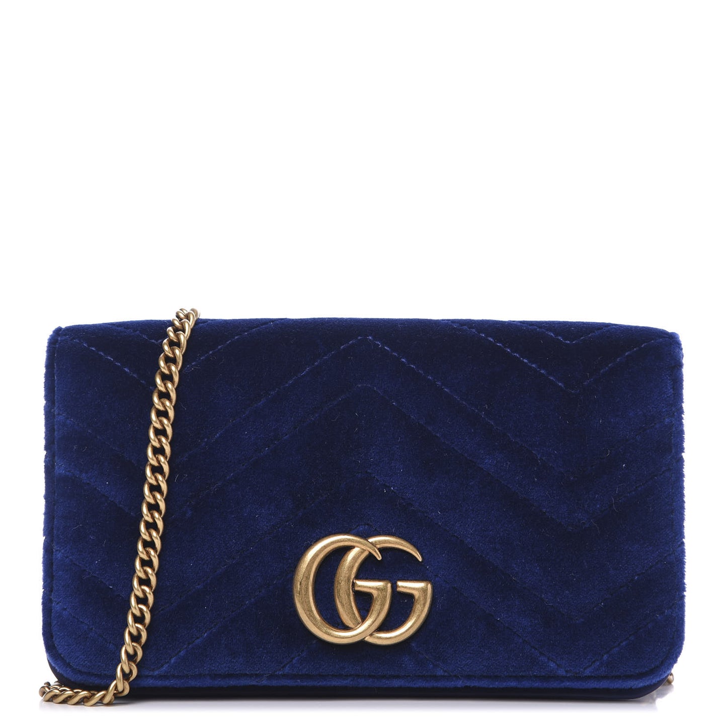 Velvet Matelasse GG Marmont Mini Bag Cobalt Blue