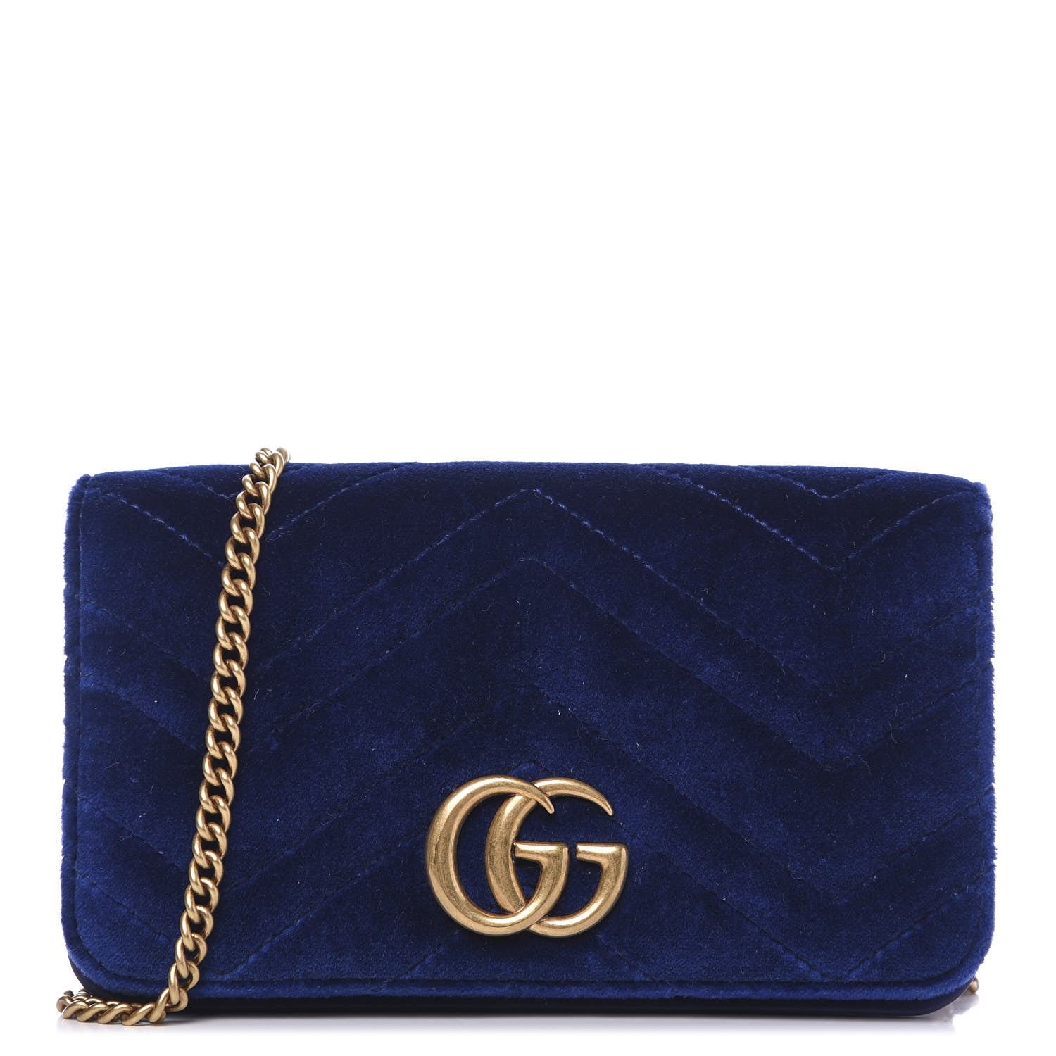 Gucci Velvet Matelasse GG Marmont Mini Bag Cobalt Blue 1 of 11