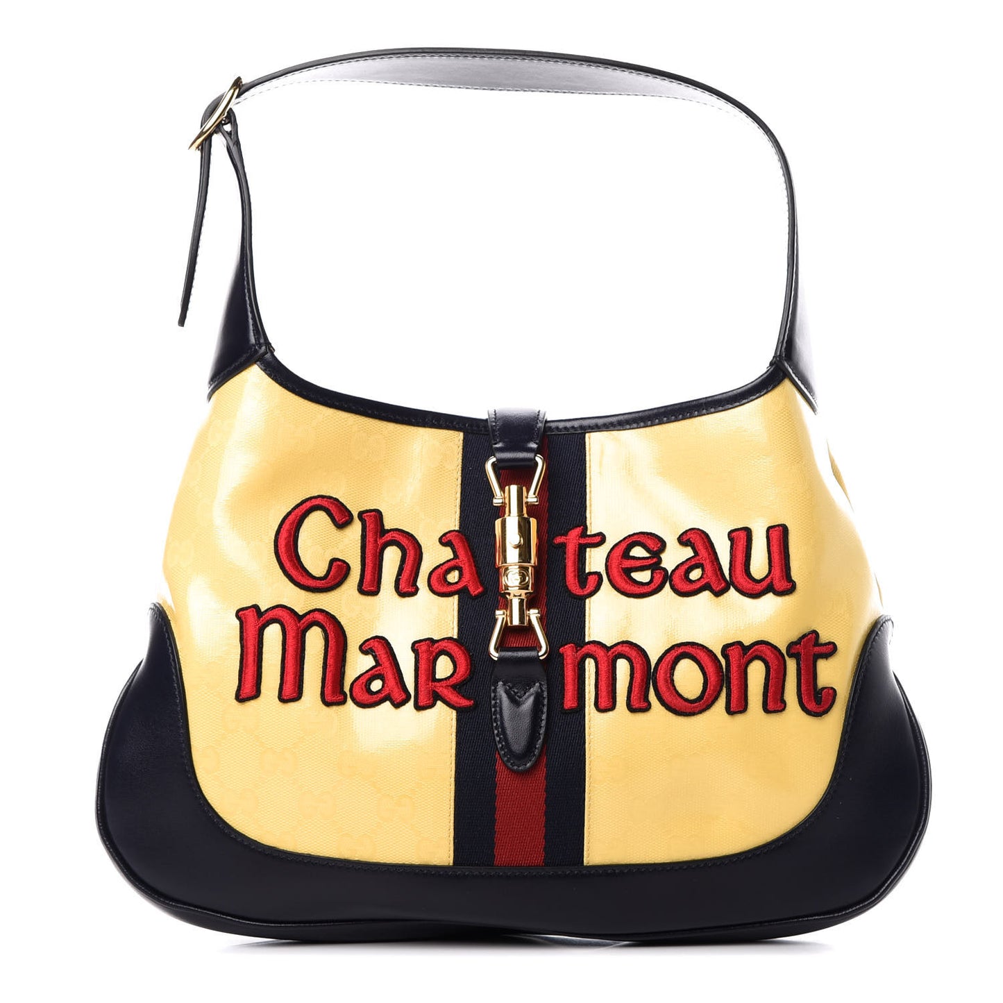 Crystal Monogram Chateau Marmont Medium Jackie O Hobo Straw Yellow Blue