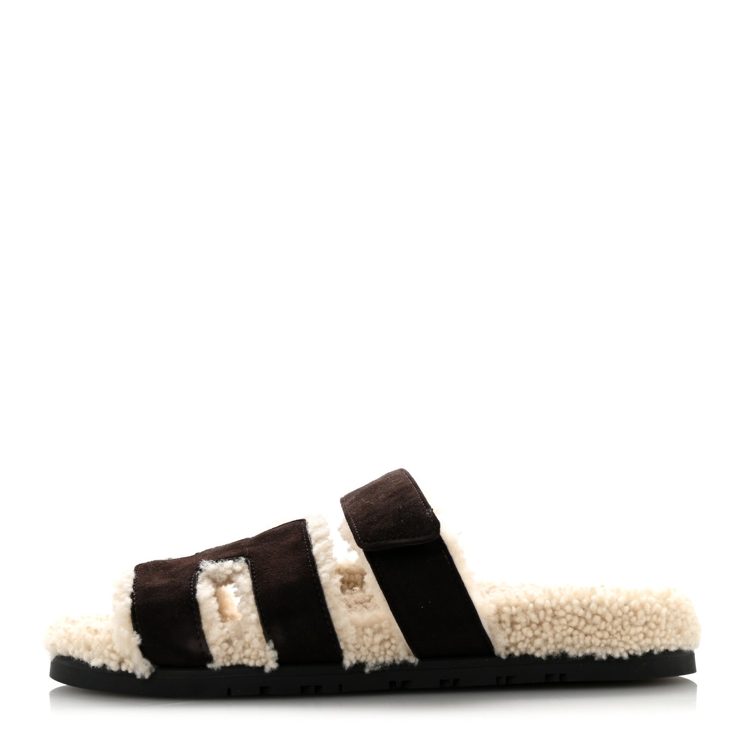Suede Goatskin Woolskin Womens Chypre Sandals 39.5 Marron Ebene
