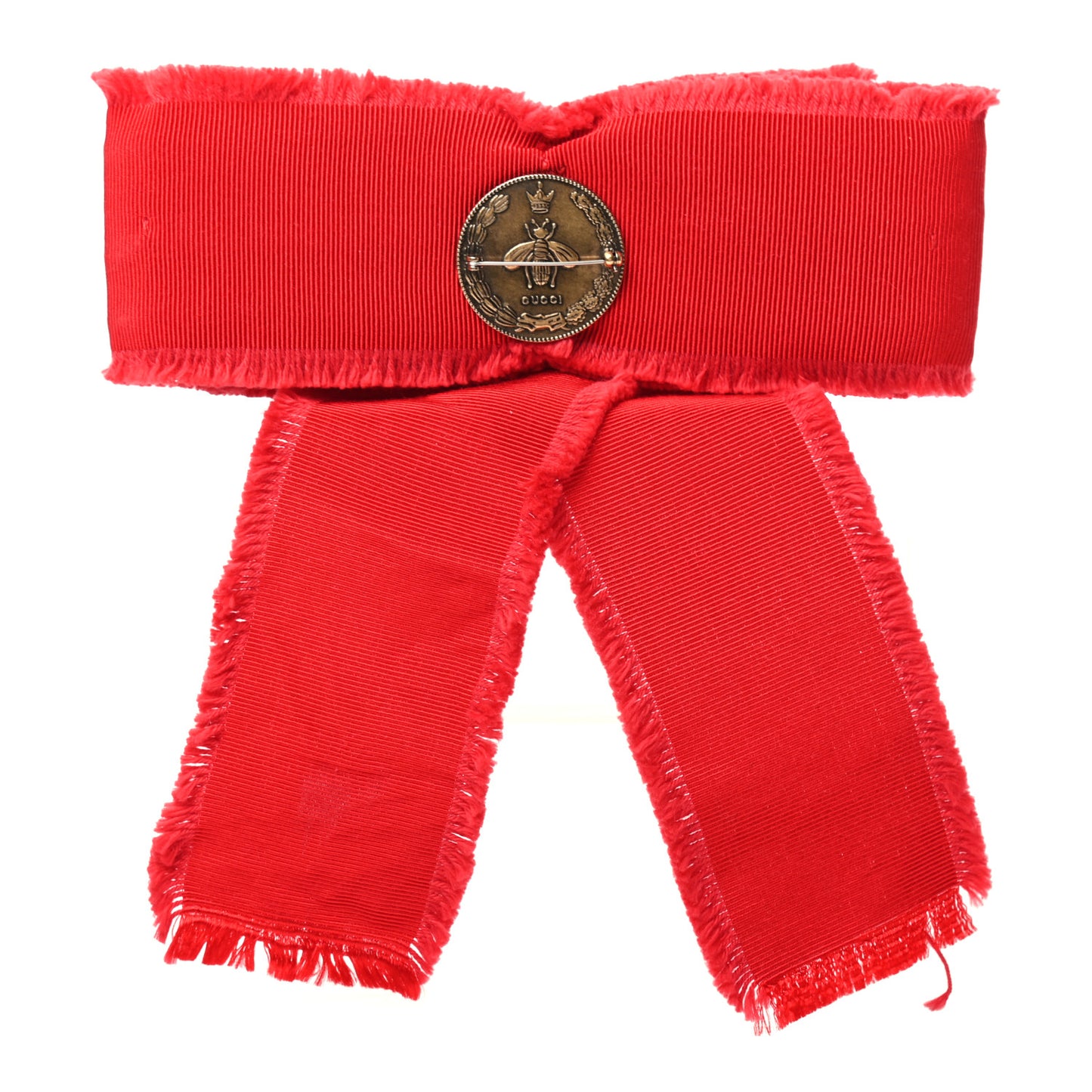 Grosgrain Crystal Bow Brooch Red