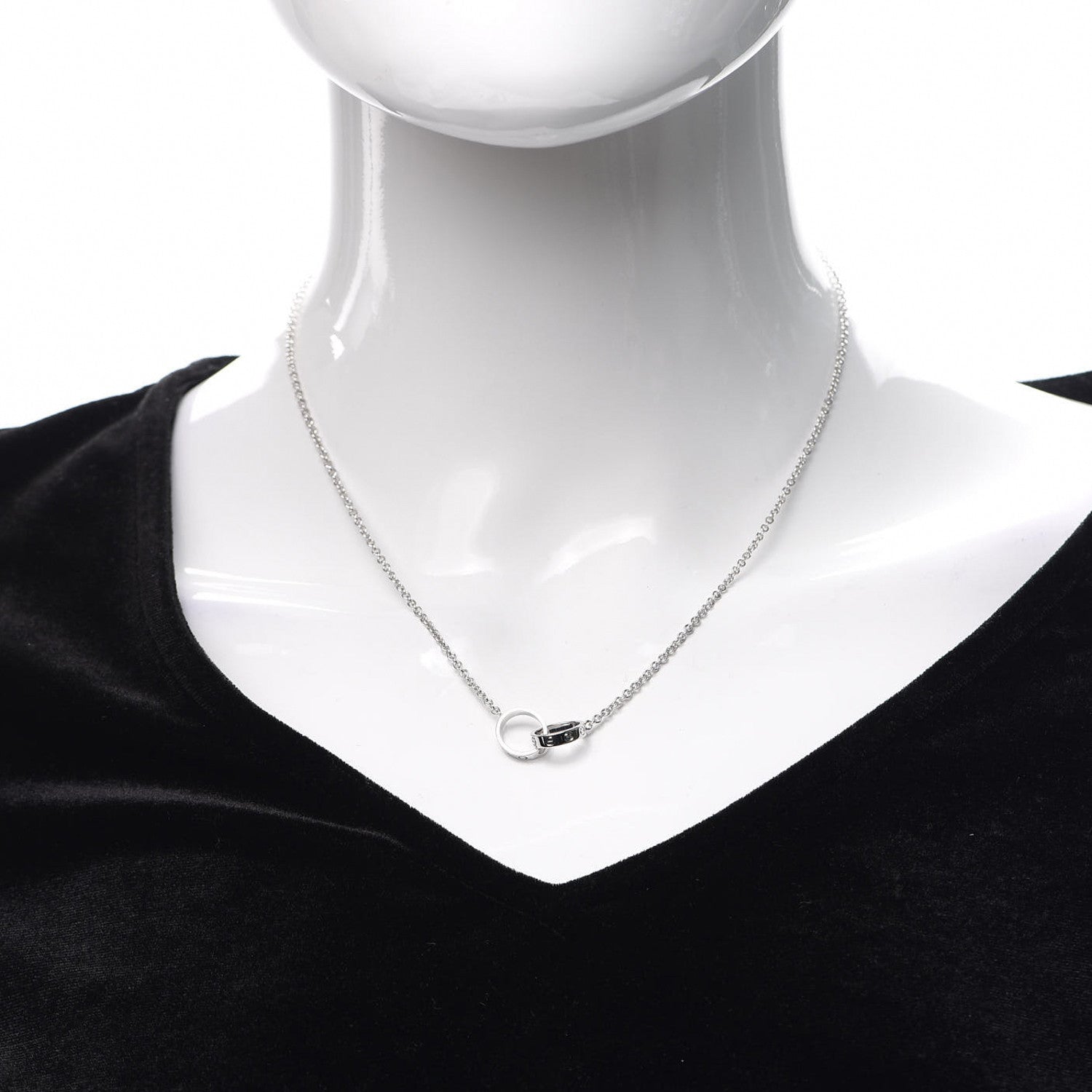 Cartier 18K White Gold Interlocking LOVE Necklace 2 of 8