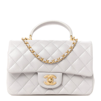 Chanel Lambskin Quilted Mini Top Handle Rectangular Flap Grey 1 of 12