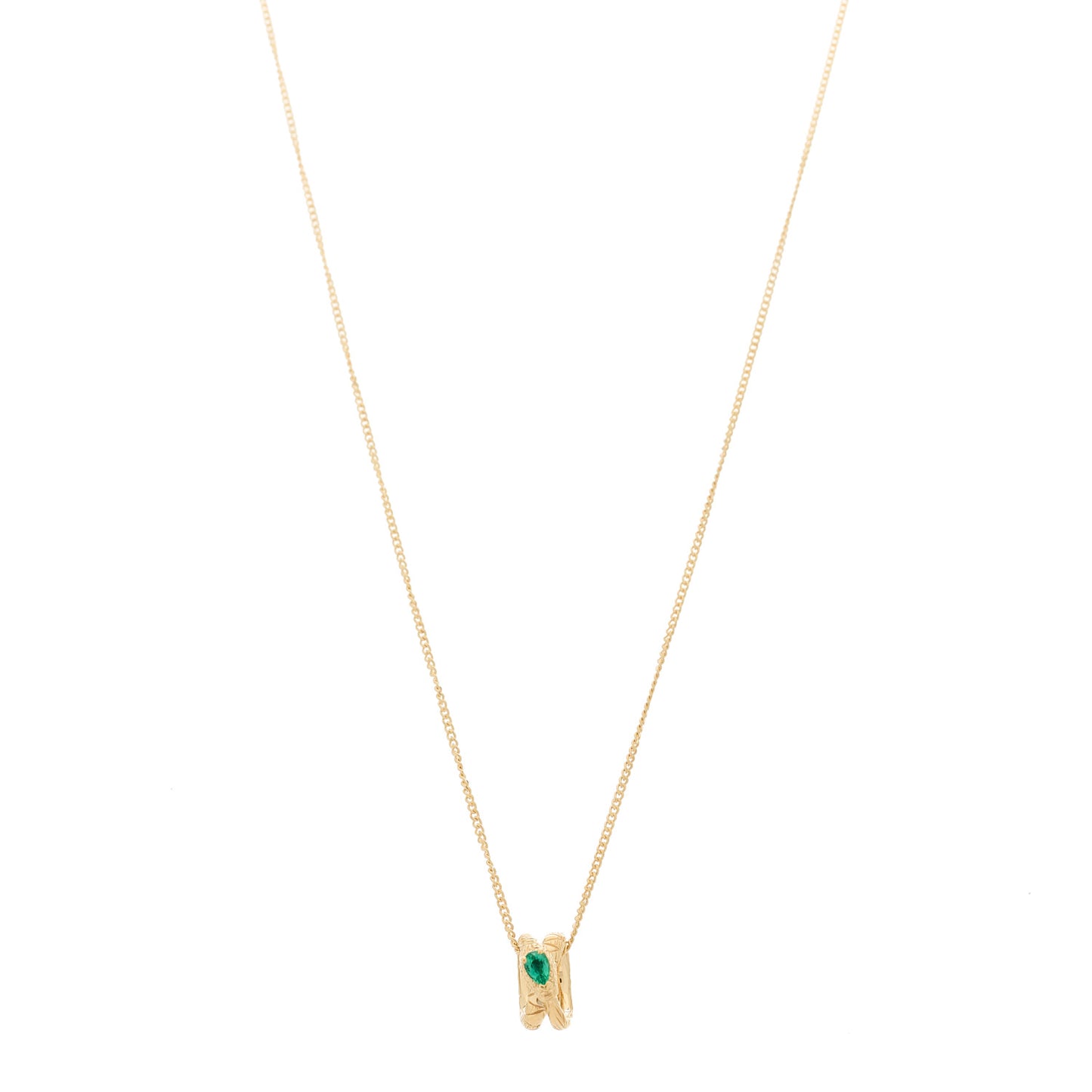18K Yellow Gold Emerald Ouroboros Snake Necklace