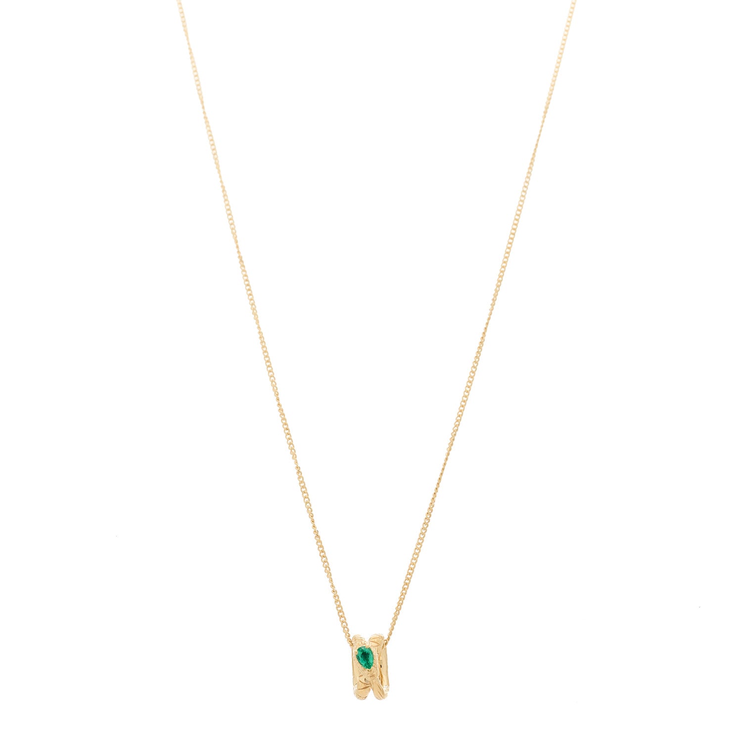 Gucci 18K Yellow Gold Emerald Ouroboros Snake Necklace 1 of 6