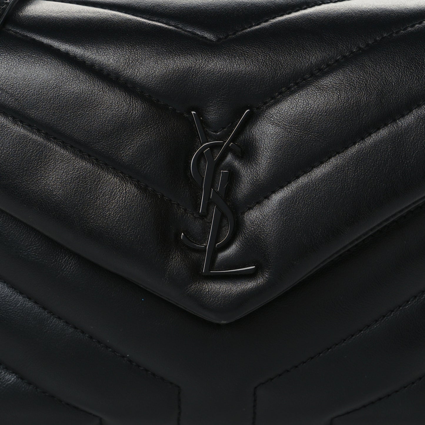 Calfskin Y Quilted Monogram Toy Loulou Crossbody Bag Black