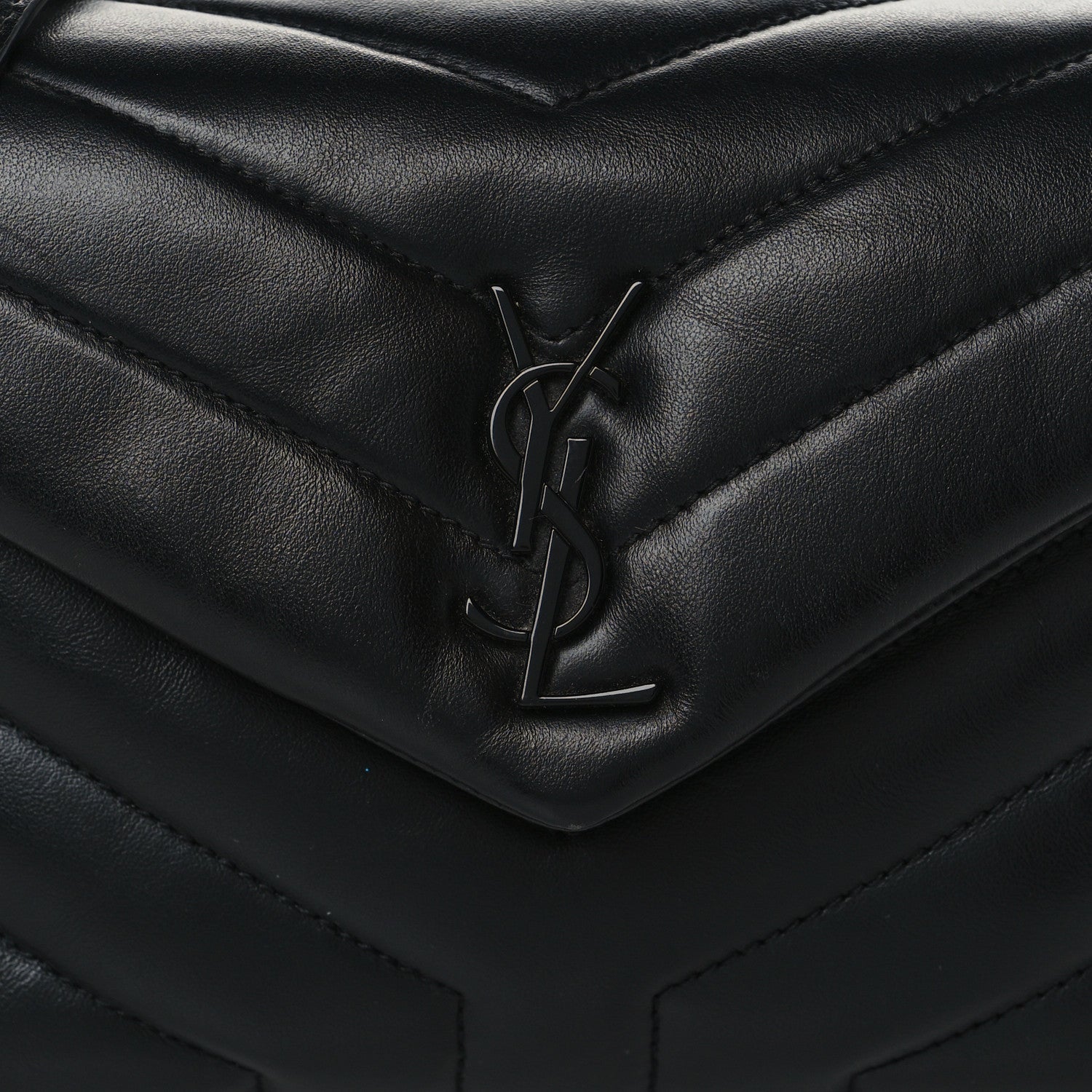 Saint Laurent Calfskin Y Quilted Monogram Toy Loulou Crossbody Bag Black 7 of 9