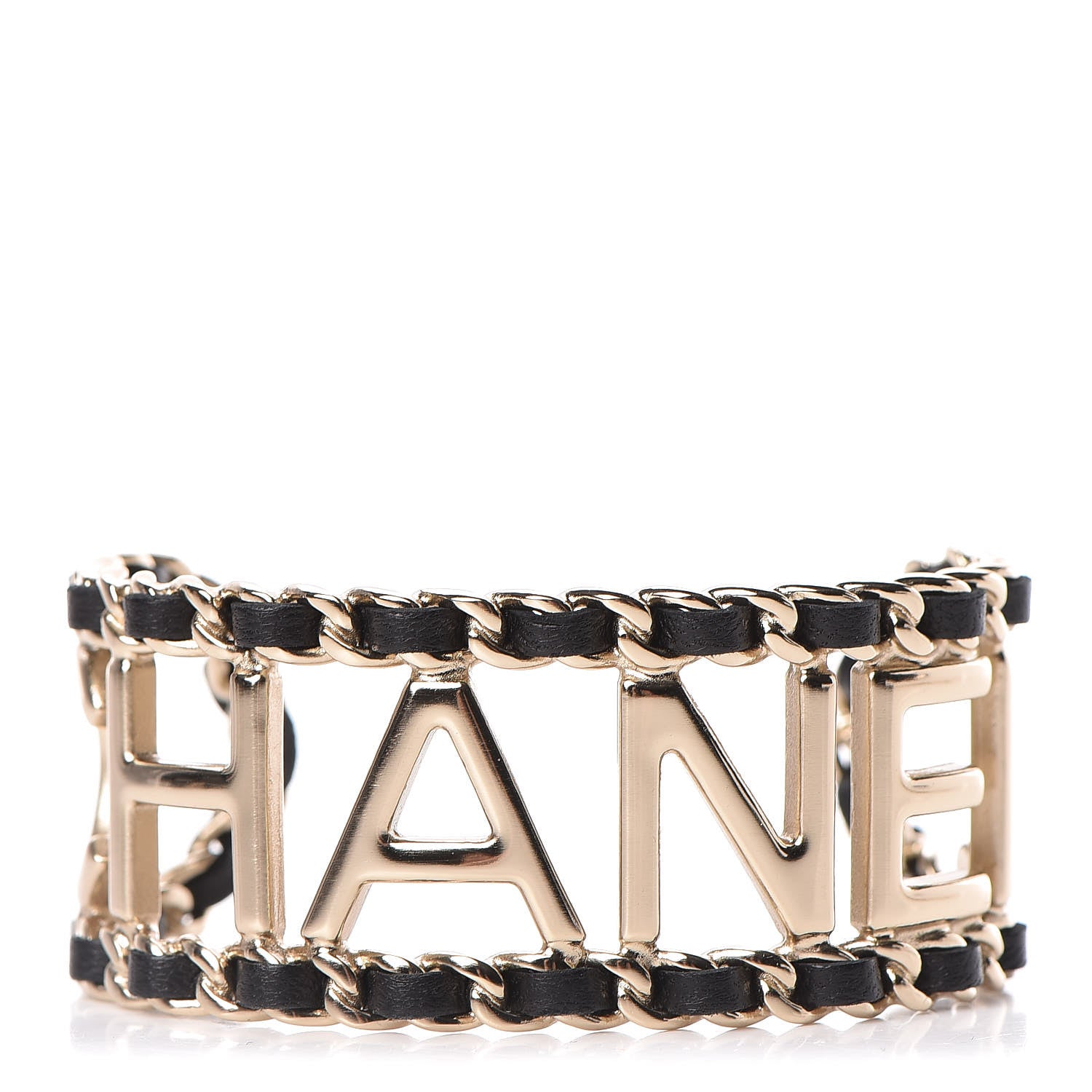 Chanel Lambskin Vintage Allure Cuff Bracelet M Black Gold 1 of 6