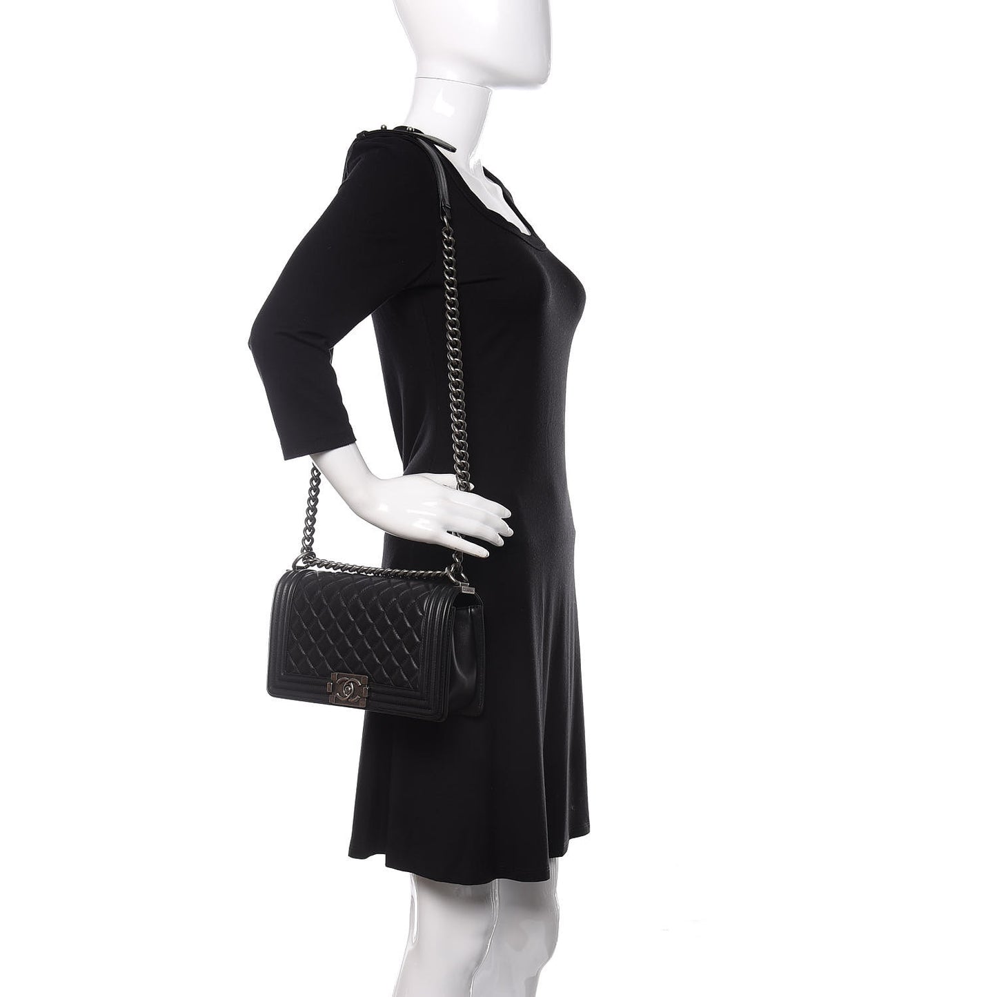 Calfskin Quilted Medium Boy Flap Black