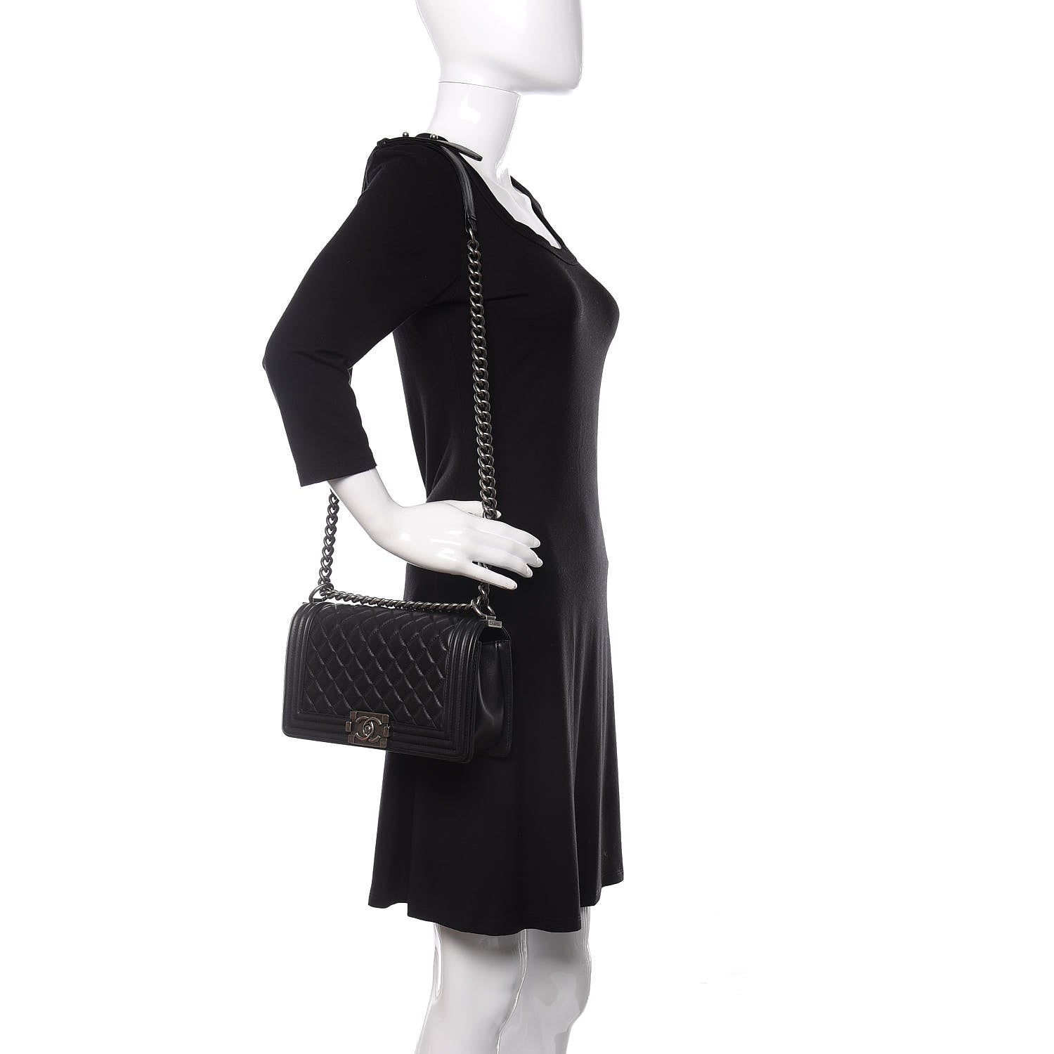 Chanel Calfskin Quilted Medium Boy Flap Black 2 of 10
