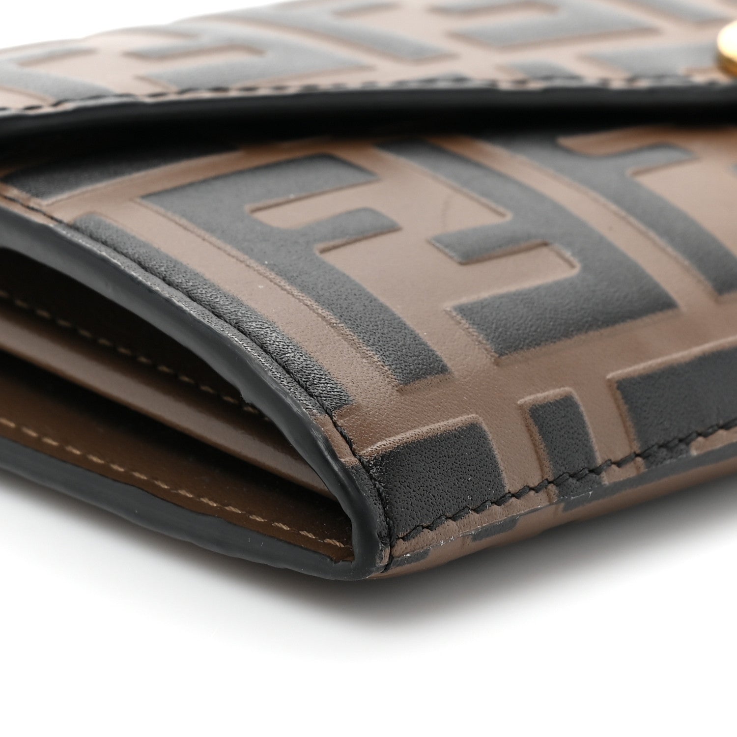 Fendi Vitello Soft F is Fendi Bi-Color FF 1974 Embossed Continental Envelope Wallet On Chain Maya Black 13 of 14