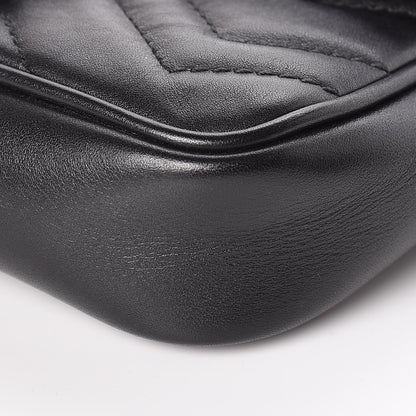 Gucci Calfskin Matelasse Super Mini GG Marmont Shoulder Bag Black 9 of 9