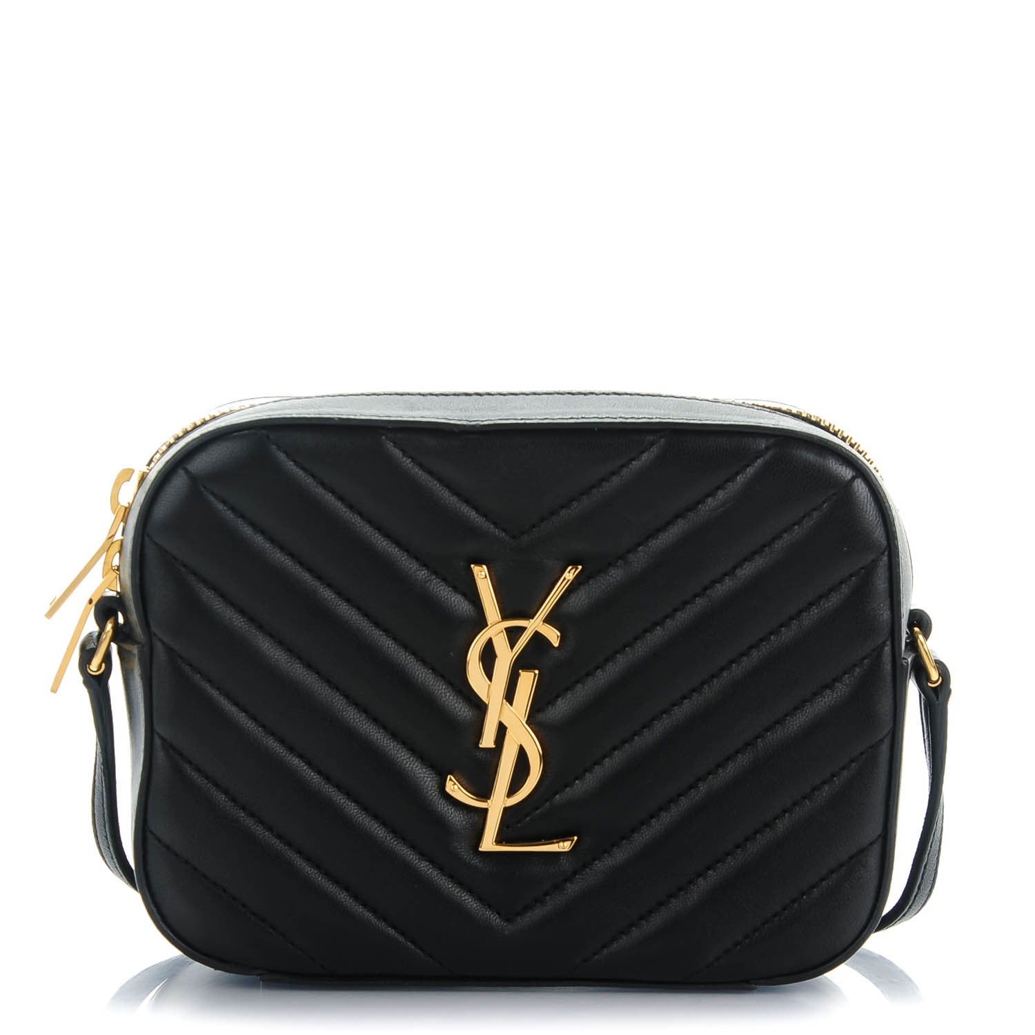 Saint Laurent Lambskin Chevron Small Classic Monogram Camera Bag Nero Black 1 of 7