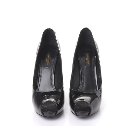 Louis Vuitton Patent Oh Really Peep Toe Pumps 36.5 Black 2 of 9