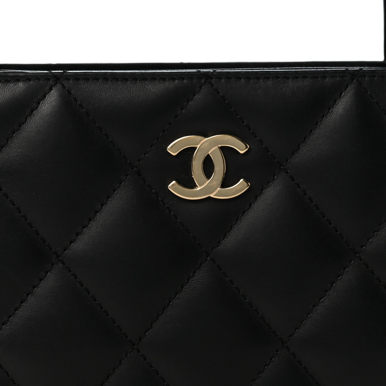 Chanel Lambskin Quilted Shoulder Bag Black Black 9 of 14