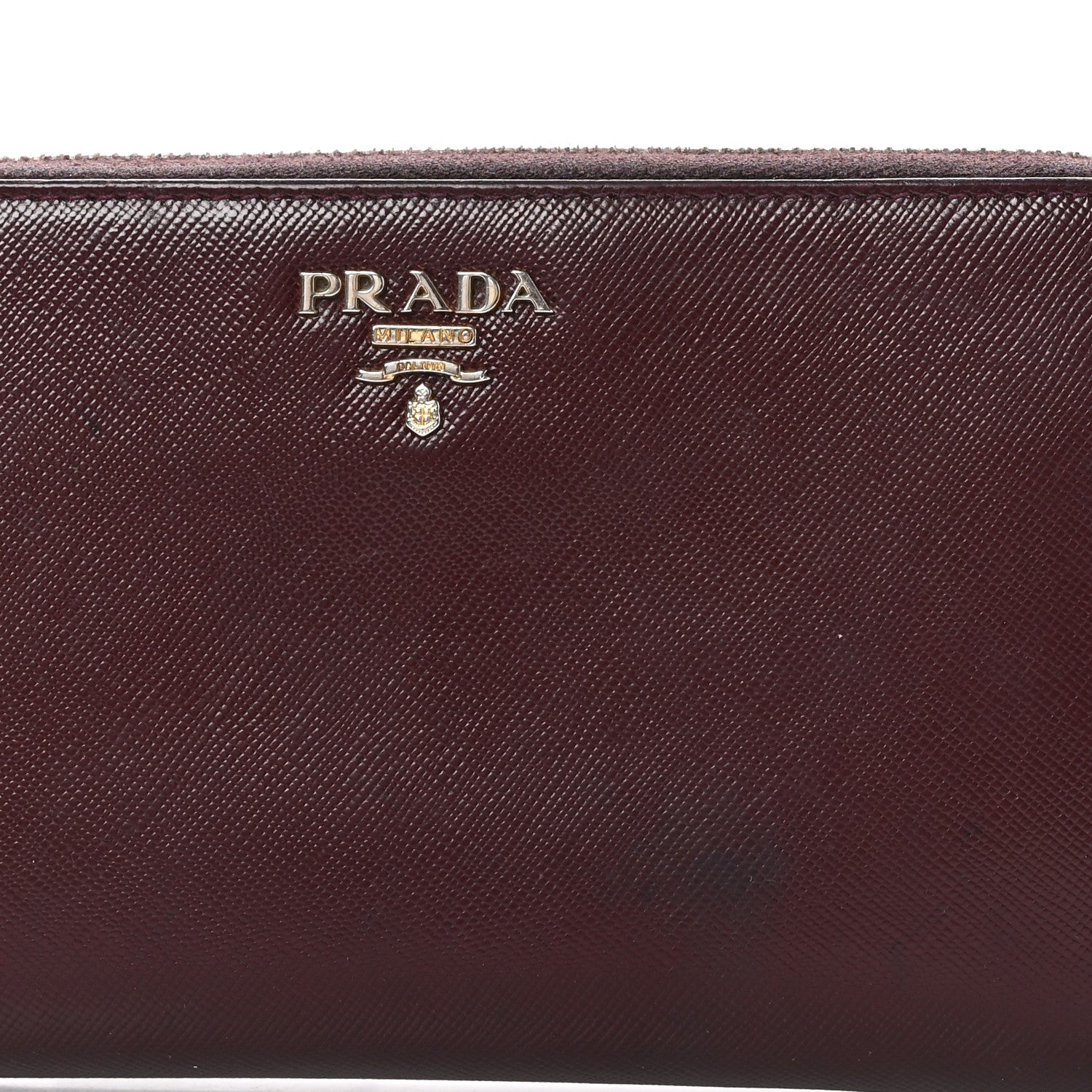 Prada Saffiano Metal Zip Around Wallet Granato 8 of 9