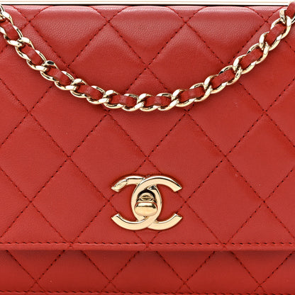 Chanel Lambskin Quilted Trendy CC Wallet On Chain WOC Red 11 of 15