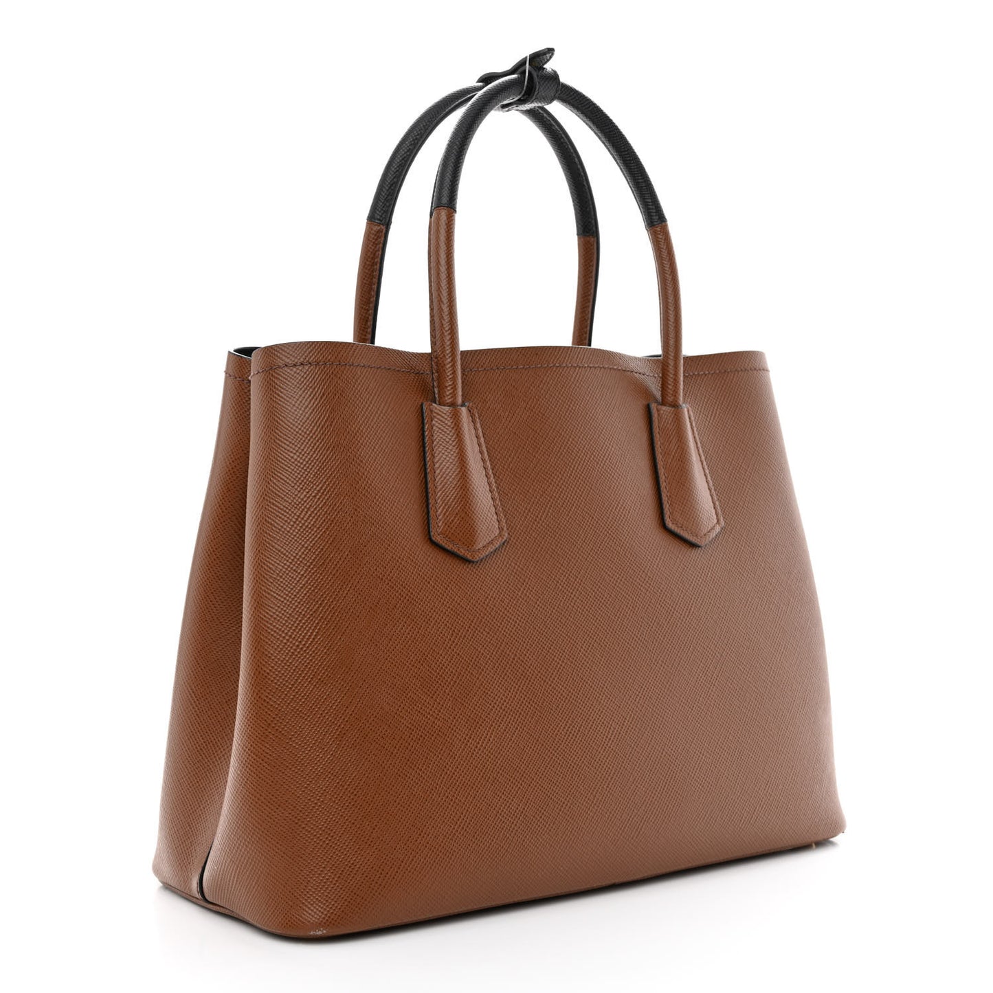 Saffiano Cuir Bi-Color Medium Double Bag Palissandro Black
