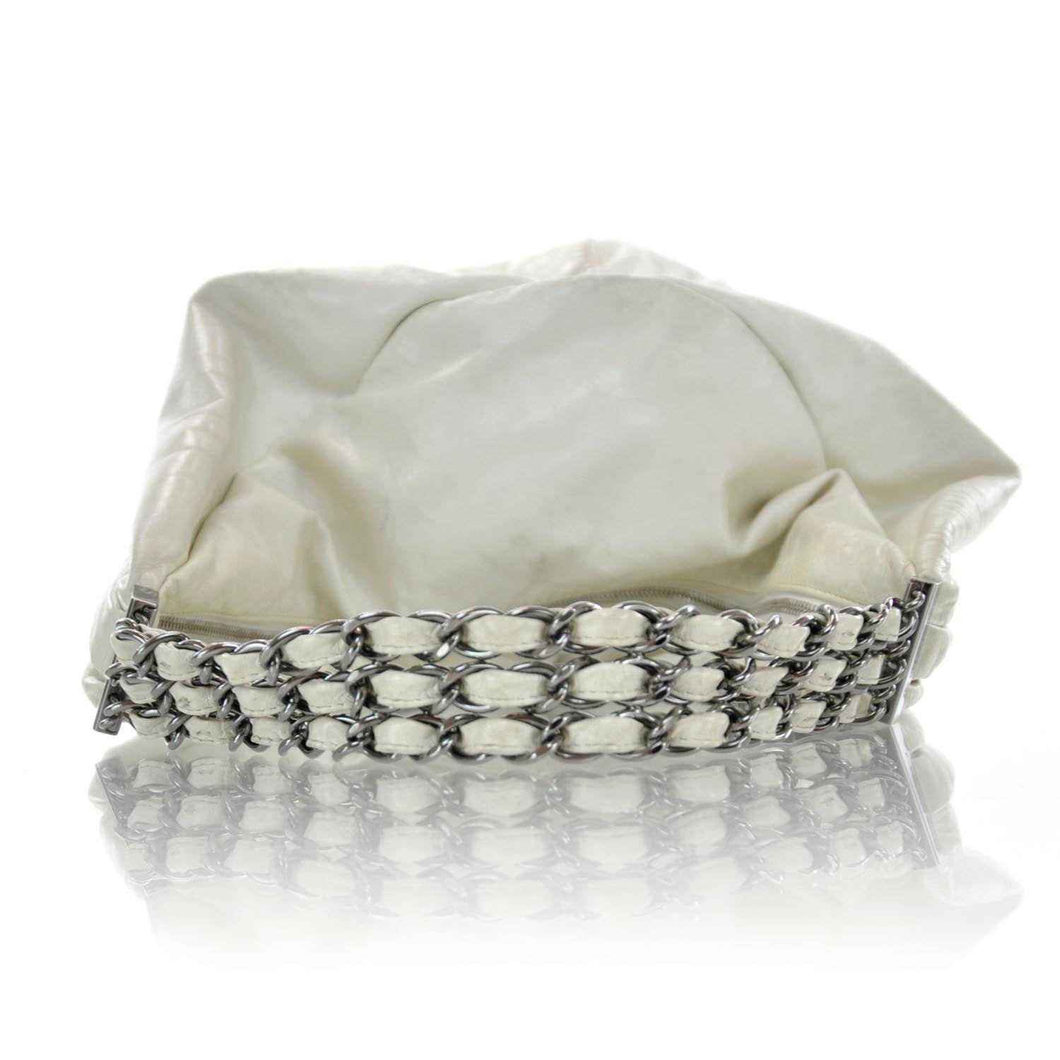Chanel Lambskin Large Rock and Chain Hobo White 5 of 12