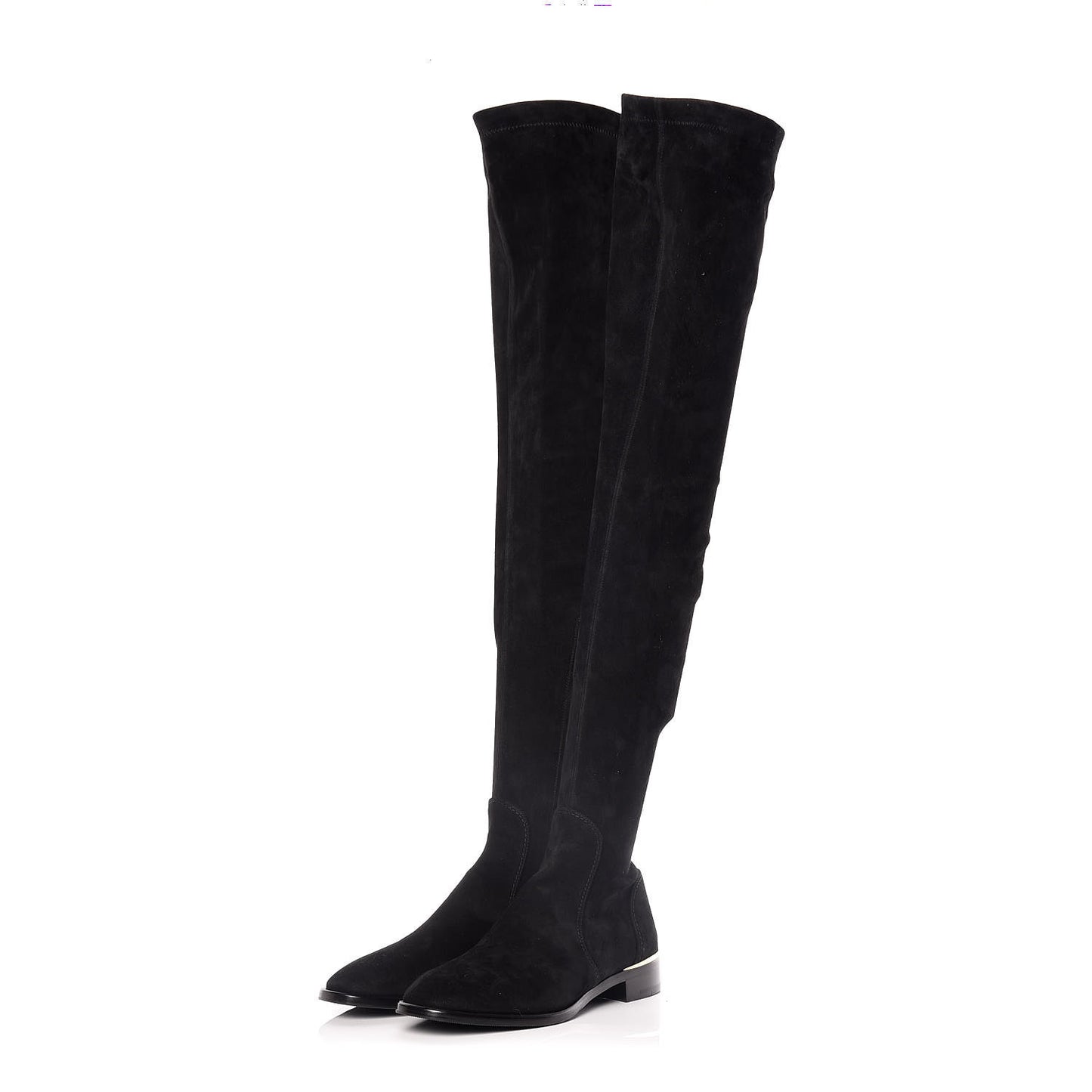 Suede Skyline Thigh High Flat Boots 37.5 Black