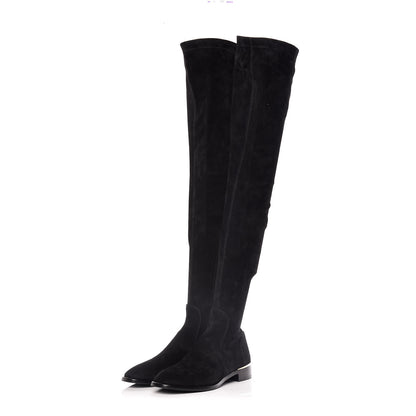 Louis Vuitton Suede Skyline Thigh High Flat Boots 37.5 Black 3 of 7