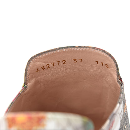 Gucci GG Supreme Monogram Flora Womens Princetown Slippers 37 Beige Ebony Multicolor Rosso 8 of 9