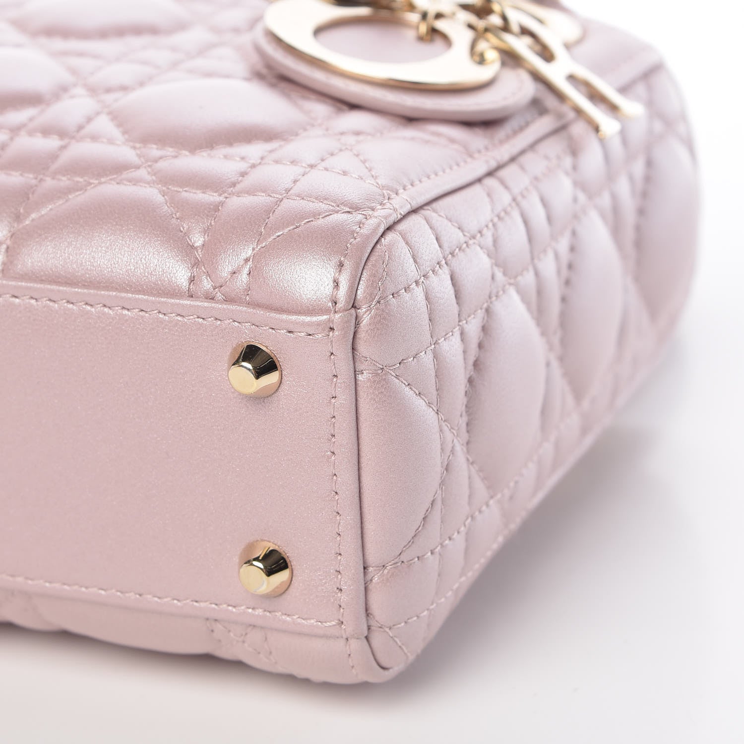 Christian Dior Metallic Lambskin Cannage Mini Lady Dior Lotus 12 of 13