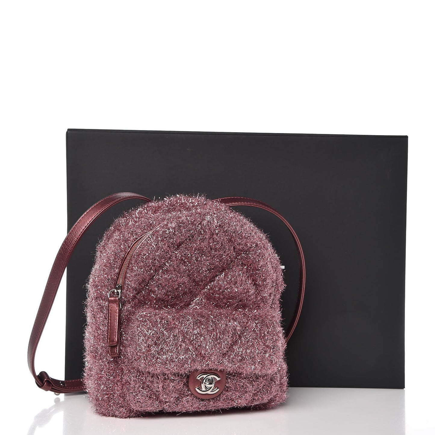 Lurex Knit Mini Pluto Glitter Backpack Pink