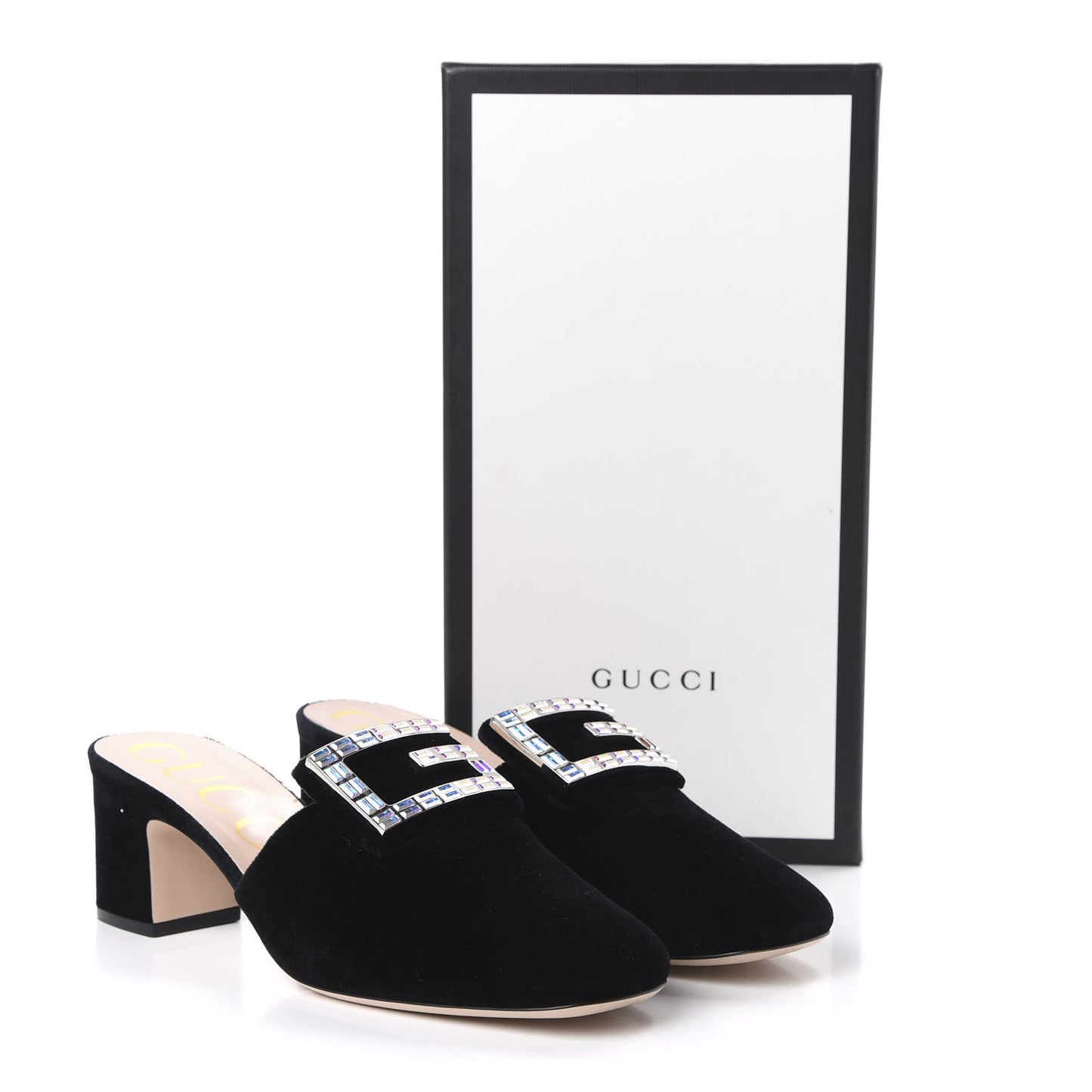 Velvet Crystal Square G Madelyn Mules 39 Black