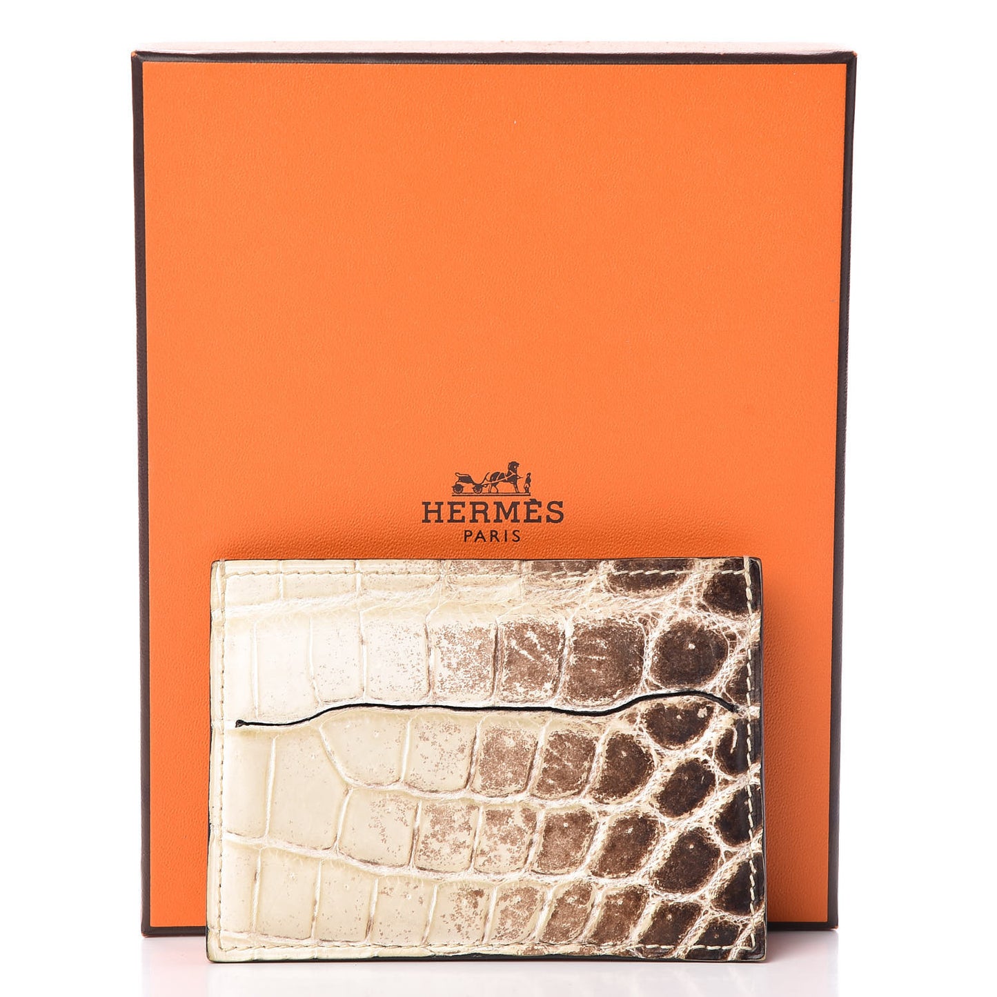 Matte Niloticus Crocodile Himalaya Petit H Card Case Blanc