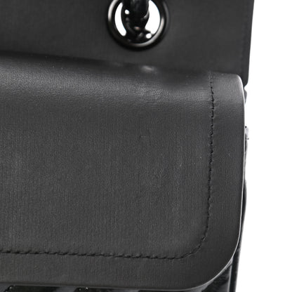 Chanel Metallic Patent Crumpled Calfskin Chevron Quilted Medium Double Flap So Black 7 of 7
