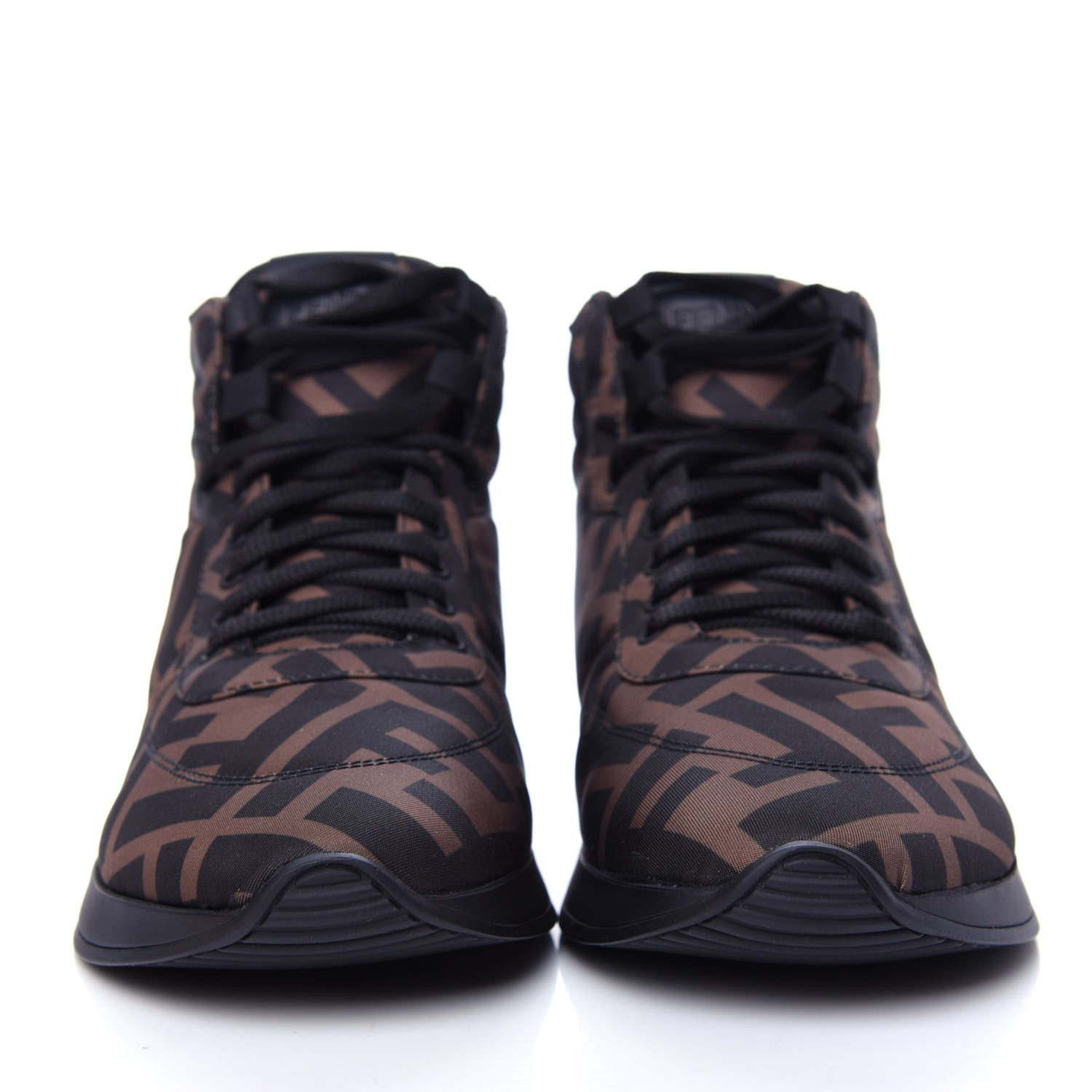 Fendi Nylon FF Reloaded High Top Sneakers 37 Tobacco Black 2 of 11