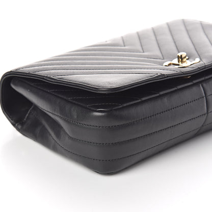 Chanel Calfskin Chevron Quilted Statement Flap Black 9 of 11