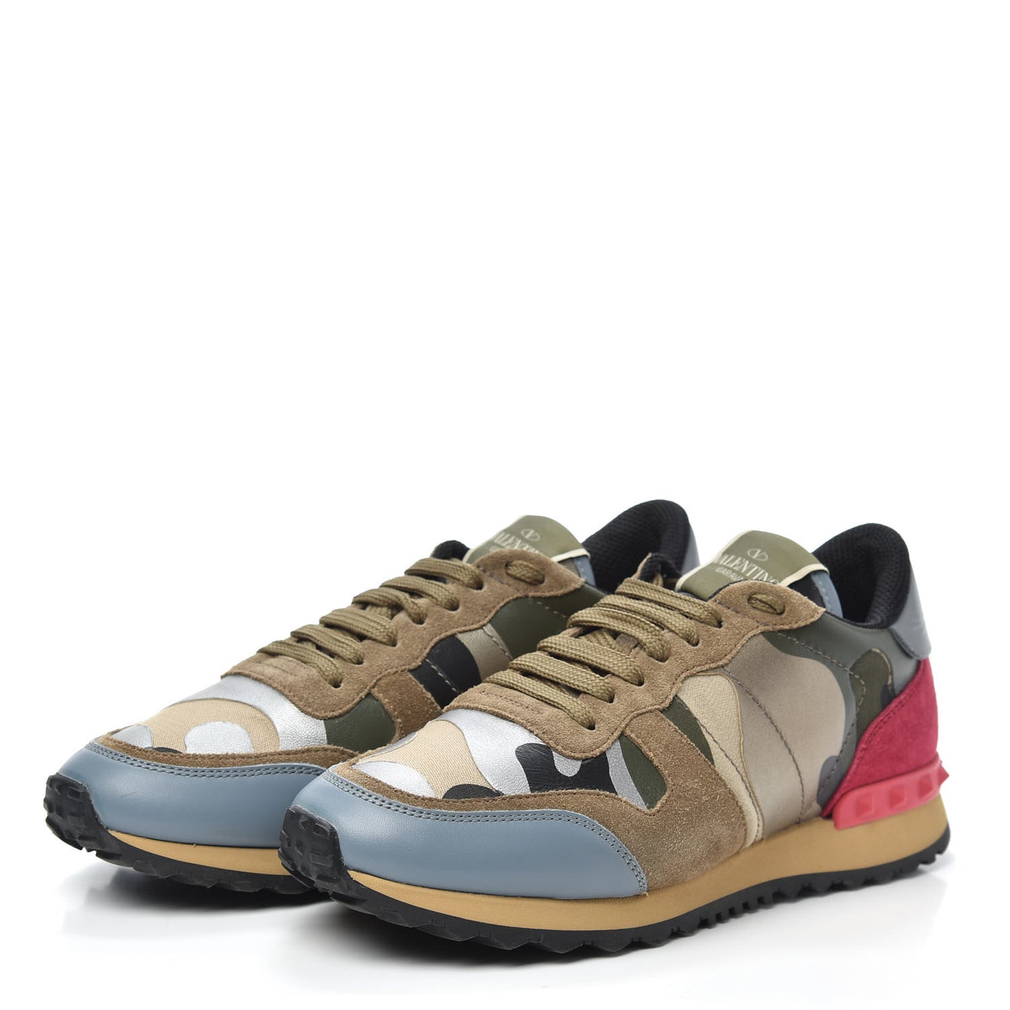 Nappa Suede Camouflage Womens Rockrunner Sneakers 37 Green Multicolor