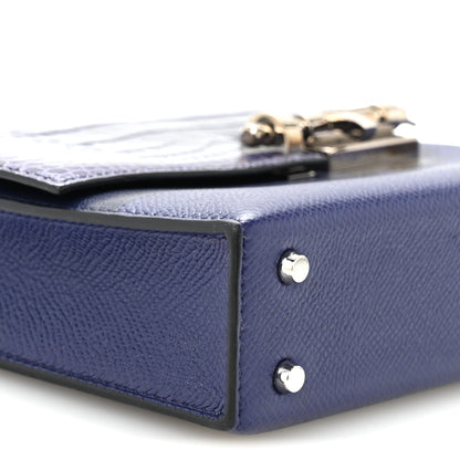 Hermes Epsom Shiny Alligator Mini Verrou Chaine Bag Bleu Encre Black 9 of 10