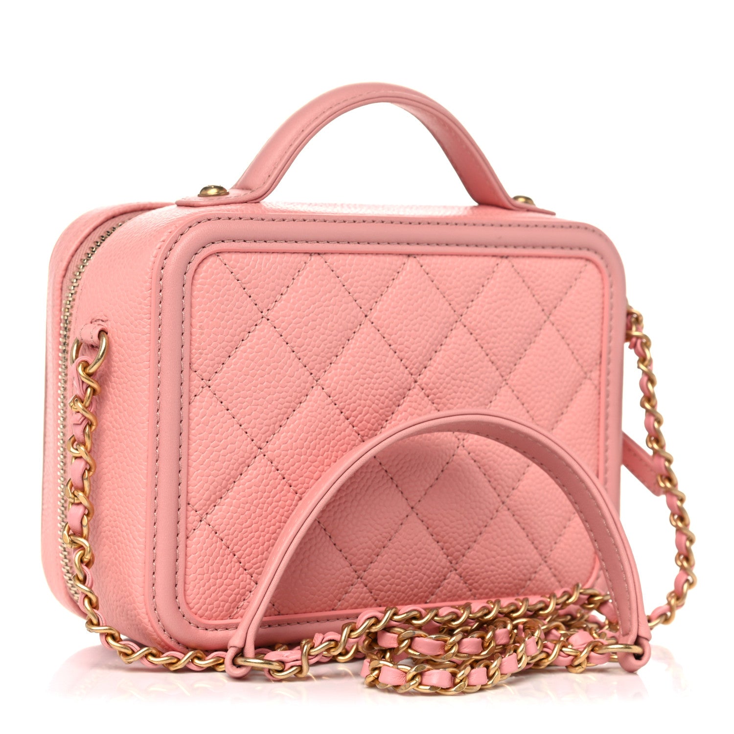 Chanel Caviar Quilted Small CC Filigree Vanity Case Pink 3 of 10