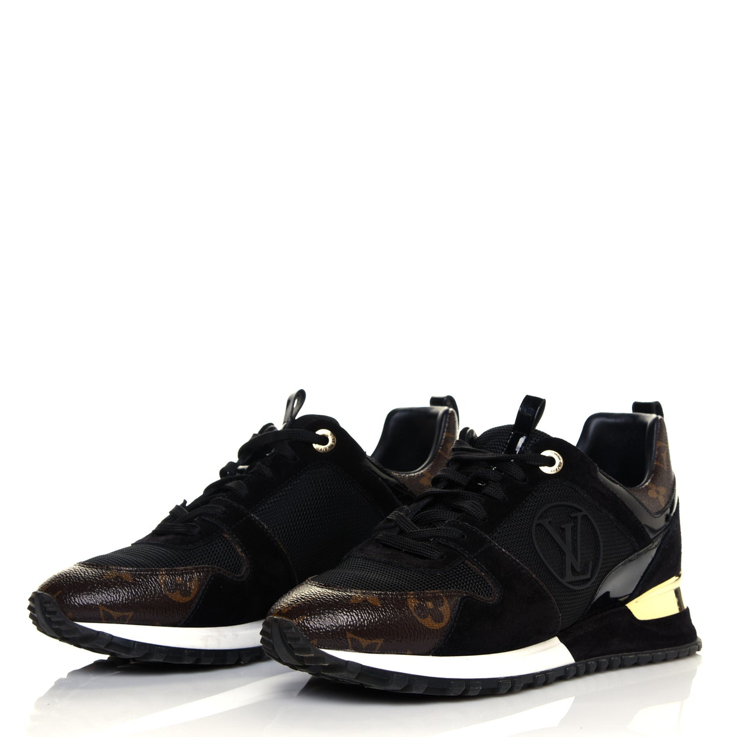 Suede Monogram Run Away Sneakers 37.5 Black