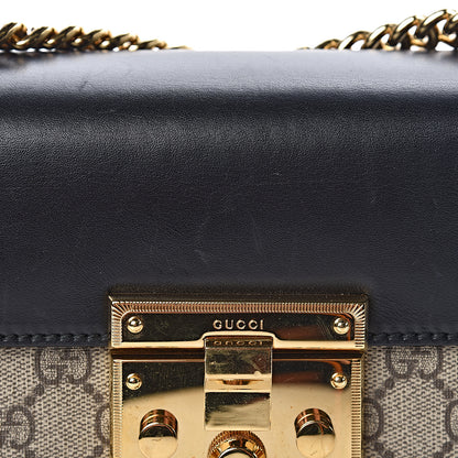 Gucci GG Supreme Monogram Calfskin Small Padlock Shoulder Bag Beige Black Cuir 11 of 15