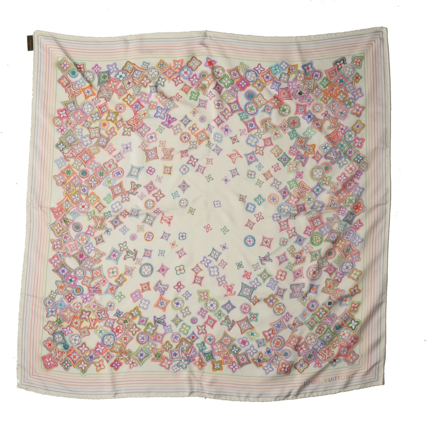 Silk Monogram Floral Square Scarf Multicolor